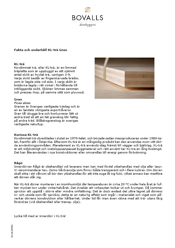 Instruktion för KL-trä dörrar